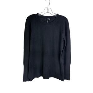 Aqua Cashmere Sweater Womens Large Black Crewneck Classic Minimal‎